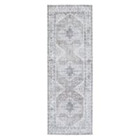 Amelia Taupe Medallion Design Washable Runner, 2x8