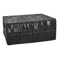 Black Lidded Paper Storage Basket, Small
