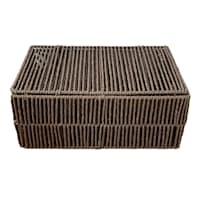 Brown Paper Rope Storage Basket with Lid, Small