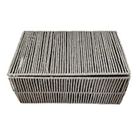 Grey Paper Rope Storage Basket with Lid, Medium