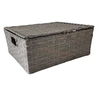 Dark Grey Paper Rope Storage Basket with Lid, Medium