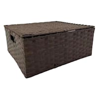 Brown Paper Rope Rectangle Storage Basket with Lid, Medium