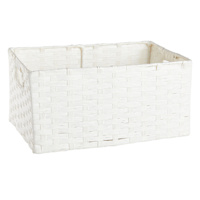 White Paper Rope Rectangle Storage Basket, Large