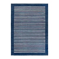 (B856) Honeybloom Roka Blue & White Striped Area Rug, 5x7