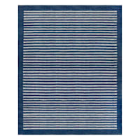 (B856) Honeybloom Roka Blue & White Striped Area Rug, 8x10