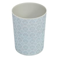 Diamond Decor Wastebasket, White & Blue
