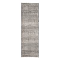 (A498) Laila Ali Camden Grey Geo Square Design Runner, 2x6