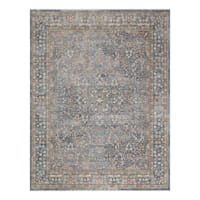 (A495) Honeybloom Ballard Blue Floral Medallion Area Rug, 8x10
