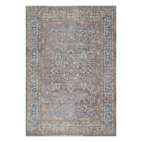 (A495) Honeybloom Ballard Blue Floral Medallion Area Rug, 5x7