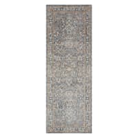 (A495) Honeybloom Ballard Blue Floral Medallion Runner, 2x8