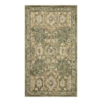 (A496) Honeybloom Victoria Sage Floral Hooked Accent Rug, 3x5