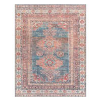 (B859) Colin Red & Blue Multi Medallion Washable Area Rug, 8x10
