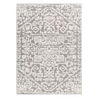 (B862) Found & Fable Lyna Grey & White Patterned Washable Area Rug, 5x7