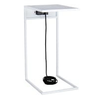 White & Metal USB C-Table