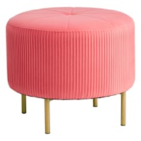 Piper Round Ottoman, Bright Pink Velvet