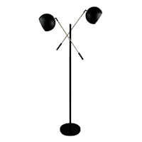 Crosby St. Black 2-Light Finish Floor Lamp with Metal Dome Shade, 60"