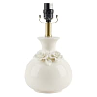 Providence White Floral Applique Small Lamp Base, 12.5"