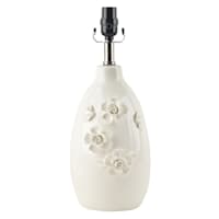 Providence White Ceramic Floral Medium Table Lamp Base, 17"
