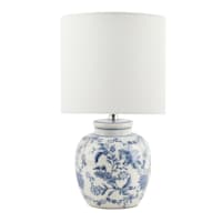 Providence White & Blue Chinoiserie Ceramic Small Table Lamp, 14.5"