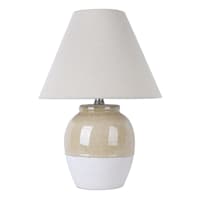 Honeybloom Tan Two-Toned Ceramic Small Table Lamp with Shade, 17"