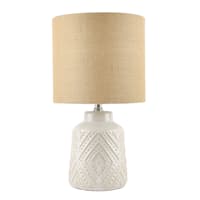 Honeybloom White Patterned Ceramic Small Table Lamp with Shade, 18"