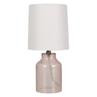 Honeybloom Light Pink Rippled Glass Mini Table Lamp with Shade, 13"