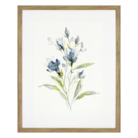 Honeybloom Glass Framed Blue Botanicals Print Wall Art, 17x21