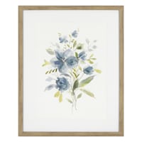 Honeybloom Glass Framed Blue Botanicals Print Wall Art, 17x21