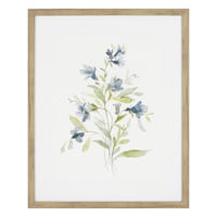 Honeybloom Glass Framed Blue Botanicals Print Wall Art, 17x21