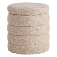 Crosby St. Pax Boucle Round Storage Ottoman, Taupe