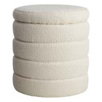 Crosby St. Pax Boucle Round Storage Ottoman, Cream