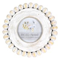 Beaded White Tabletop Picture Frame, 4"