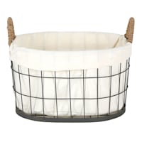 Lined Oval Wire Storage Basket, Extra Large