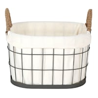 Lined Oval Wire Storage Basket, Large