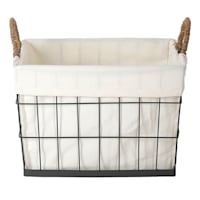 Lined Rectangle Wire Storage Basket, Extra Large