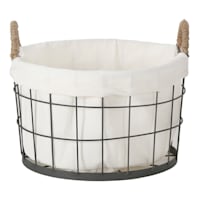 Lined Round Wire Storage Basket, Small