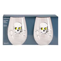 Set of 2 Skull & Crossbones Stemless Wine Glasses, 20oz