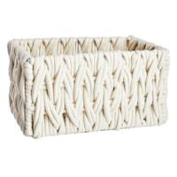 Chunky White Rectangle Fabric Storage Basket, Small