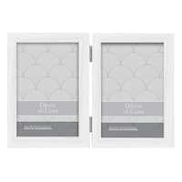 White Double Hinged Wooden Tabletop Picture Frame, 4x6