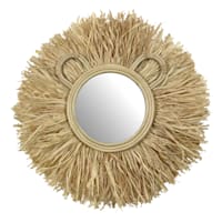 Tiny Dreamers Lion Raffia Round Wall Mirror, 20"