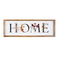 Honeybloom Glass Framed Home Wall Sign, 24x8