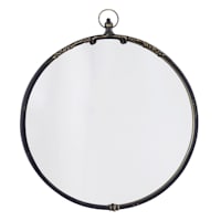 Providence Black Metal Round Wall Mirror, 22x25