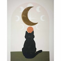 Cat & Moon Canvas Wall Art, 12x16