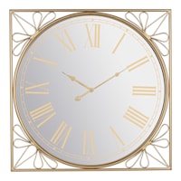 Providence Gold Mirrored Round Wall Clock, 24"