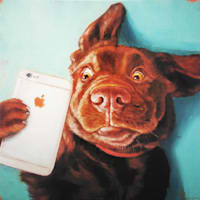 Dog Selfie Canvas Wall Art, 12"