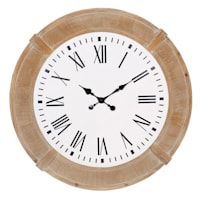 Honeybloom Wooden Round Wall Clock, 38"