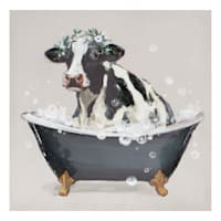 Cow in Tub Canvas Wall Art, 12"
