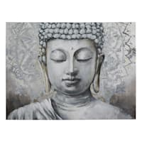 Found & Fable Silver Buddha Canvas Wall Art, 40x30