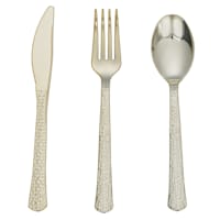 Set of 96 Hammered Gold Cutlery Set