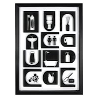 Glass Framed Bathroom Print Wall Art, 14x19